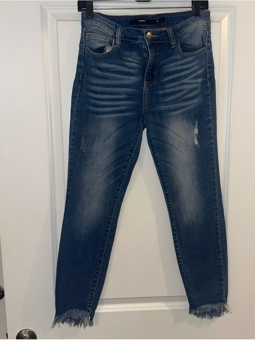 Francesca's Collections Distressed Dark Blue Ankle Jeans